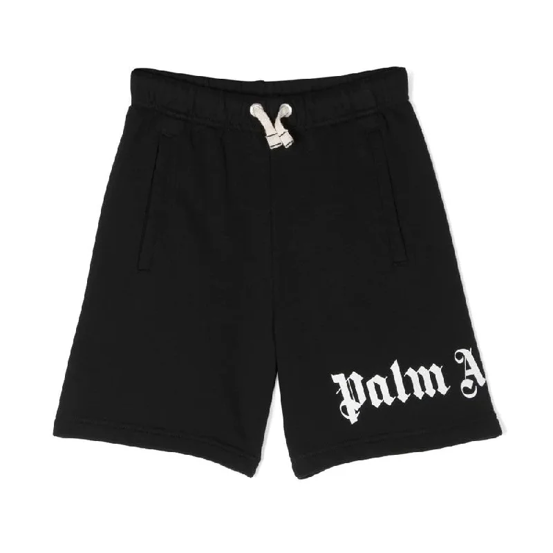 PALM ANGELS -PBCI006C99FLE0011001-CLASSIC OVERLOGO SWEAT SHORT BLACK WHITE