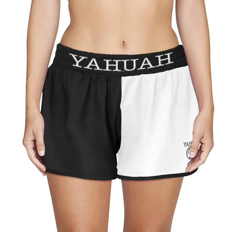 Yahuah-Tree of Life 02-06 Yin Yang Ladies Designer Sports Shorts